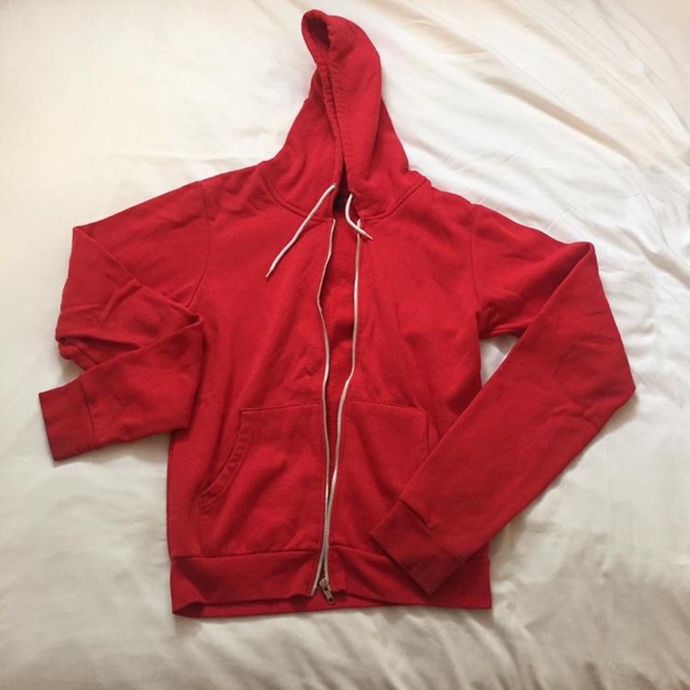 Red zip up hoodie long sleeve sweater - Picture 1 of 4